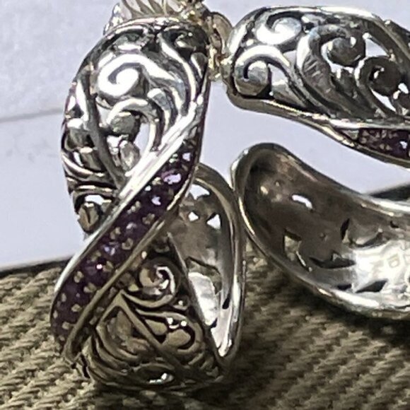 Bali Designs Robert Manse AMETHYST HOOP Earrings - Picture 4 of 13